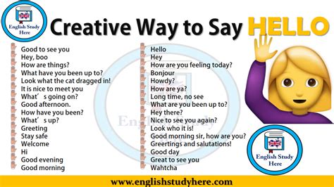Creative Way To Say Hello Ways To Say Hello English Study Hello English