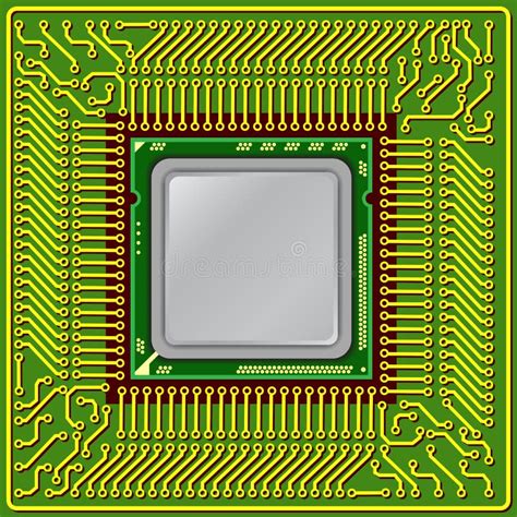 Moderner Computer Ist Der Prozessor Auf Einem Chip Vektor Abbildung Illustration Von Hardware