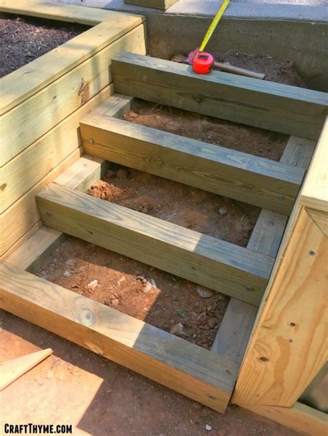 How To Make Timber And Pea Gravel Stairs • Craft Thyme Landscape Stairs Sloped Backyard