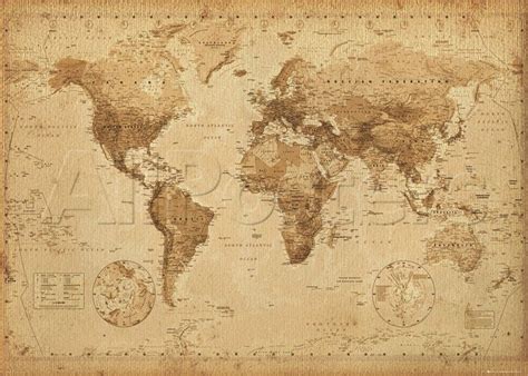 World Map Antique Photographie Sur Allposters Fr Carte Du Monde Vintage Carte Du Monde Art