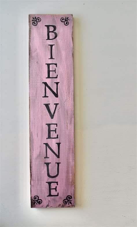 Vertical Pink French Welcomebienvenue Sign Etsy