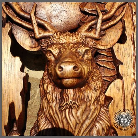 deer animal custom wood carving wall art norse rustic nordic etsy