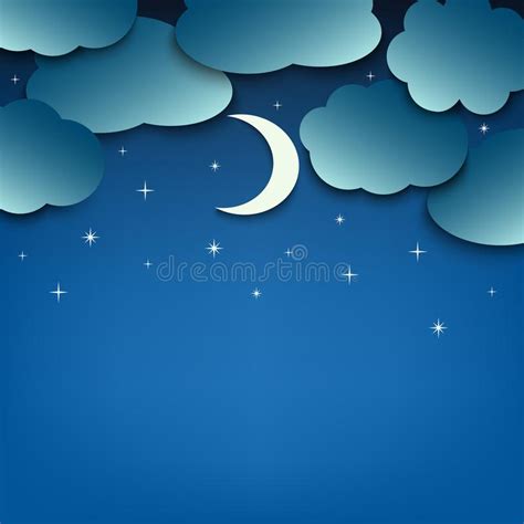 Night Sky With Clouds And Moon Template Stock Vector Illustration Of