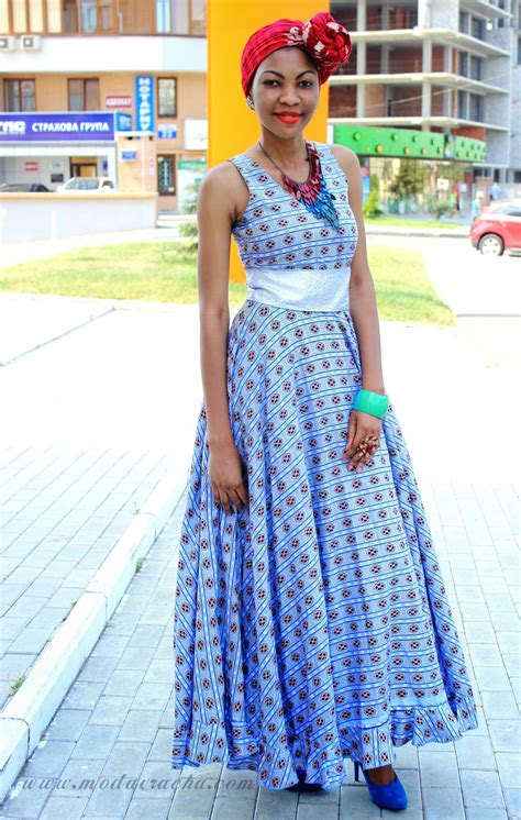 Long African Dress With Front Knotted Scarf