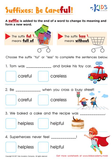 Suffixes Ful And Less Worksheet Downloadable Pdf For Kids