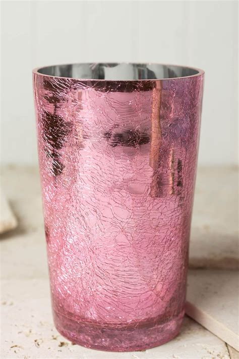 Pink Crackled Glass 8in Vase Crackle Glass Glassware Glass