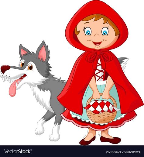 Illustration Of Little Red Riding Hood Meeting With A Wolf Download A