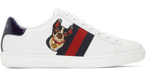 Gucci White Dog New Ace Sneakers Lyst