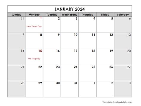 2024 Printable Monthly Calendar With Holidays Printable Free Kaye Savina