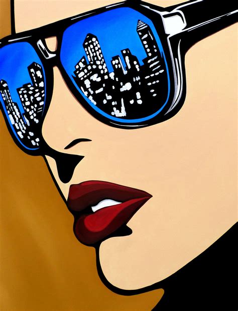 Abstract Modern Woman Glasses City Pop Art Original Canvas Etsy Pop