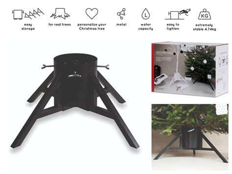 Real Christmas Tree Stand Geometric Black Up To 10 Ft Tall Tree