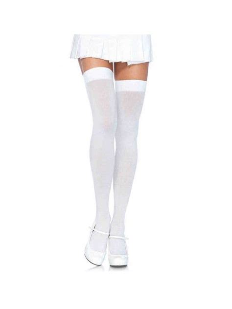 Opaque White Thigh High Stockings