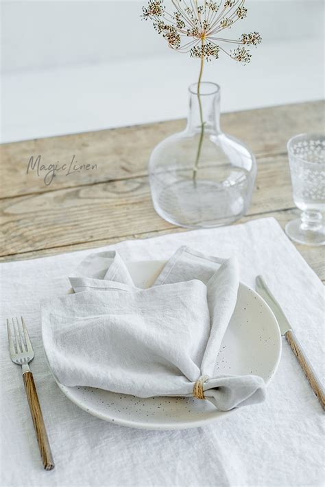 Light Gray Linen Napkin Set Of 2 Handmade Stone Washed Linen Etsy