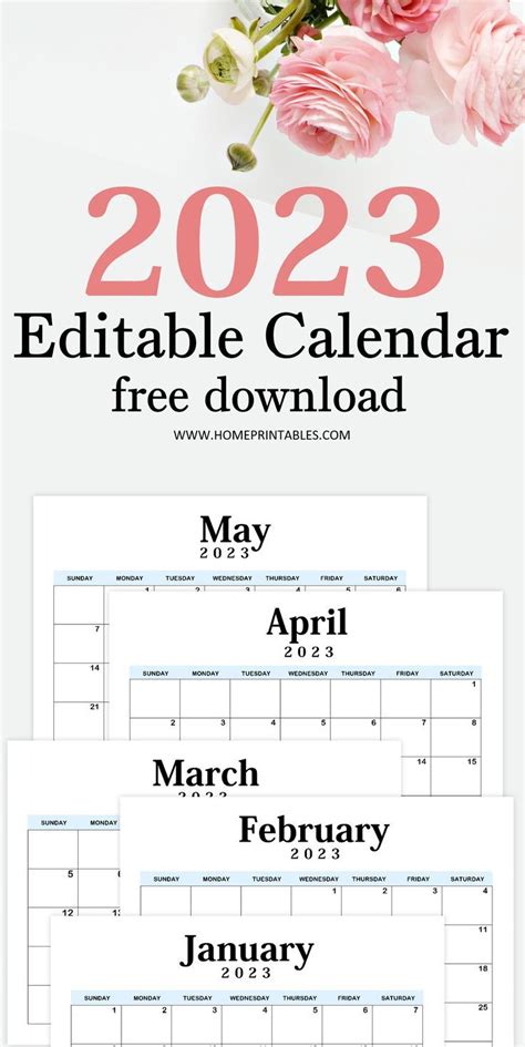 Editable 2023 Calendar Free Calendar Download Desk Calendar Free
