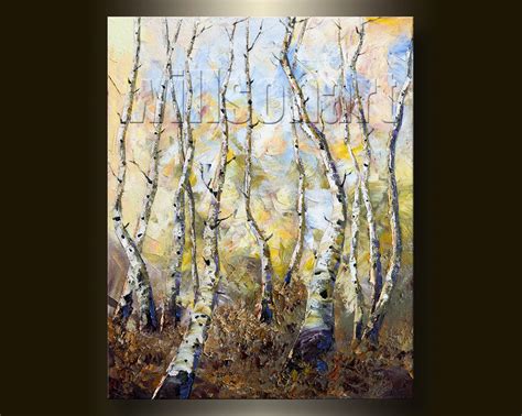 Birch Landscape Giclee Canvas Print From Original Oil Painting By