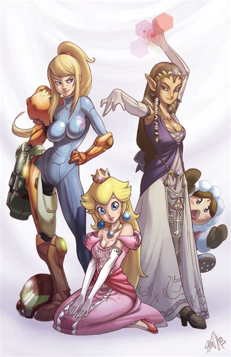 Zero Suit Samus Princess Peach And Zelda Super Smash Bros Brawl