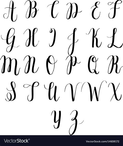 Vector Digitally Drawn Calligraphy Alphabet Hand Lettering Imitation
