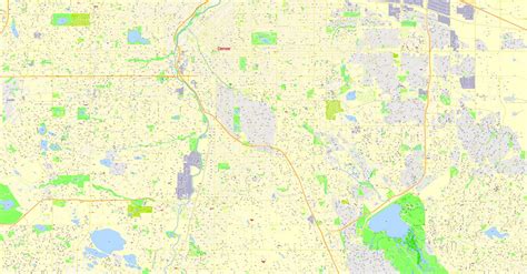 Denver Printable Map Colorado Us Exact Vector Street G View Plan