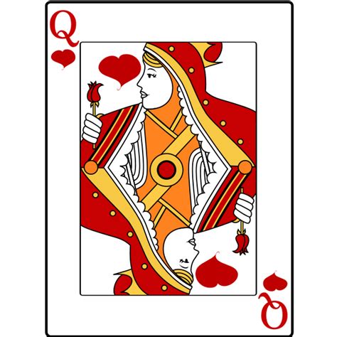 Queen Of Hearts Playing Card Vector Drawing Free Svg