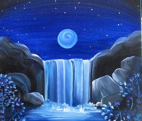 30 Trends Ideas Waterfall Easy Night Scenery Drawing Painting The