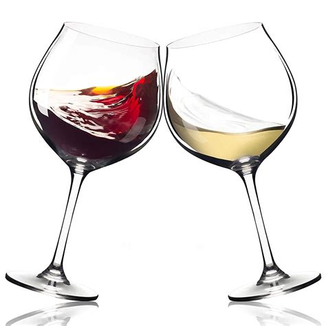 Extra Large Red Wine Glasses Set Of 2 Wide Rim 25 Oz Glass With Stem Crystal Ebay