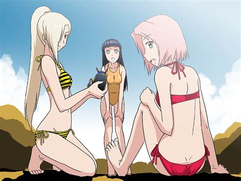 Ino Sakura Hinata On The Beach Beach Summer Girls Naruto Hd Wallpaper Peakpx