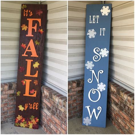Reversible Fall And Winter Welcome Wood Signs Seasons Wood Signs