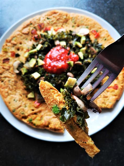 Perfect as a main course or a side, this. Chickpea Lentil Pancakes [ with sauteed kale & mushrooms ...