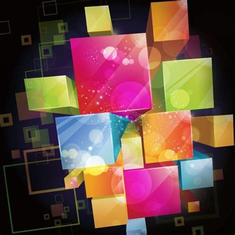 Colorful 3d Cubes Vector Background Vectors Graphic Art Designs In
