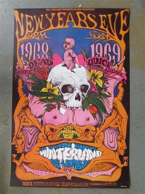 Grateful Dead 1968 Winterland Concert Poster Conklin 2nd Cartaz De