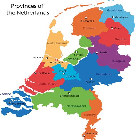 Poster Kaart Nederland Met Provincies En Hoofdsteden X Cm Images Images