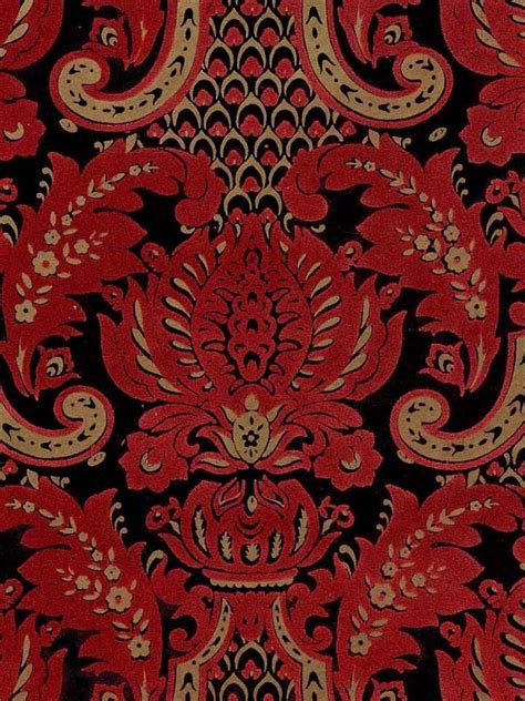 Name Victorian Flocked Velvet Wallpaper Red Flock On Red And Black
