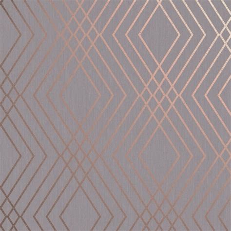 Fine Decor Shard Trellis Grey And Rose Gold Wallpaper Fd42604