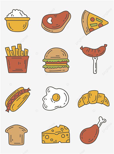Asian Food Set Vector Hd Images Cartoon Food Icons Set Food Icons