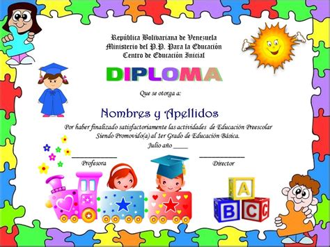 Diplomas De Preescolar Para Editar Gratis