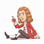 personaje de dibujos animados de sir isaac newton mirando manzana ...