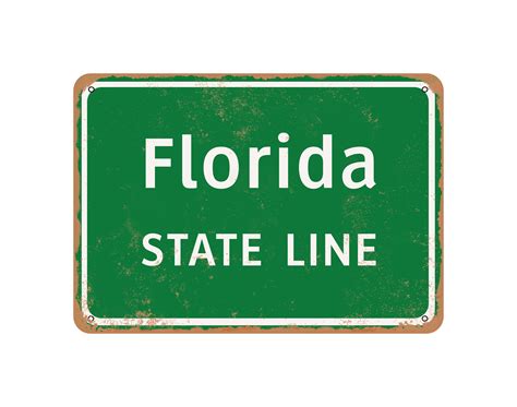 Florida State Line Vintage Look Metal Sign Etsy