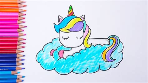 Draw So Cute How To Draw A Sleeping Unicorn On A Cloud Easy Drawings