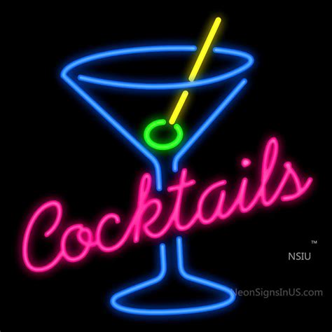 Cocktails Martini Glass Neon Sign Custom Neon Sign