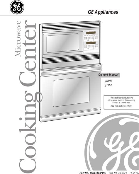 Ge Appliances General Electric Microwave Oven Jkp85 Users Manual