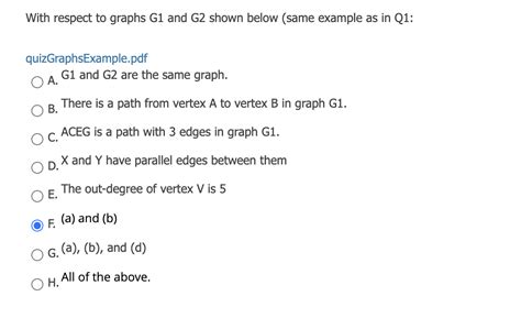 Solved With Respect To Graphs G1 And G2 Shown Below Same