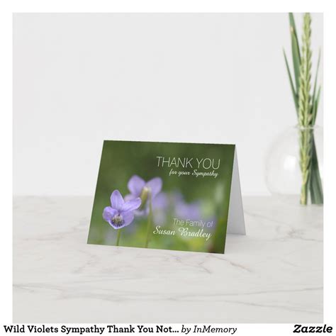 Wild Violets Sympathy Thank You Note Card Zazzle Sympathy Thank You