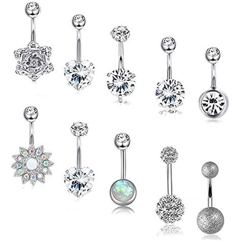 YADOCA 10 Stücke Piercing Set 14G Edelstahl Bauchnabelpiercing