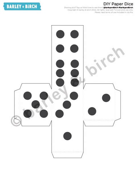Printable Paper Dice Templates Barley And Birch