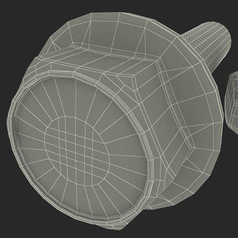 Hex Head Flange Bolt Nut 3d Model