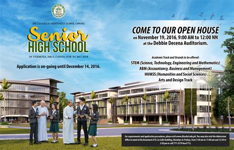 De La Salle Santiago Zobel Senior High School Open House On November 19