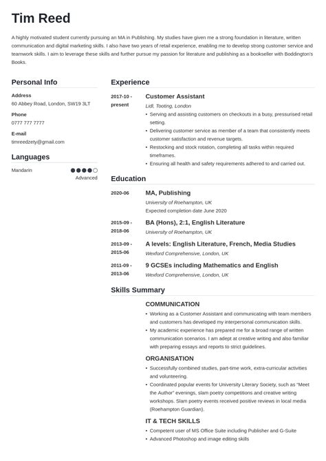 Student Cv Templates 20 Examples For 2024