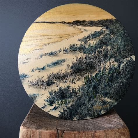 Nature Inspired Painting On Round Wood Art Panel By Anita Barrett