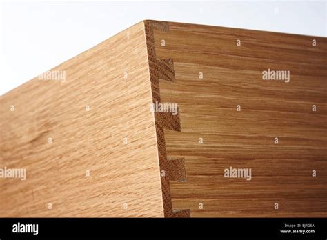 Dovetail Joint On The Corner Of An Oak Drawer Stock Photo Alamy