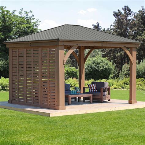 Get more related of metal pergola roof right now. 12' Gazebo Privacy Wall (With images) | Outdoor pergola ...